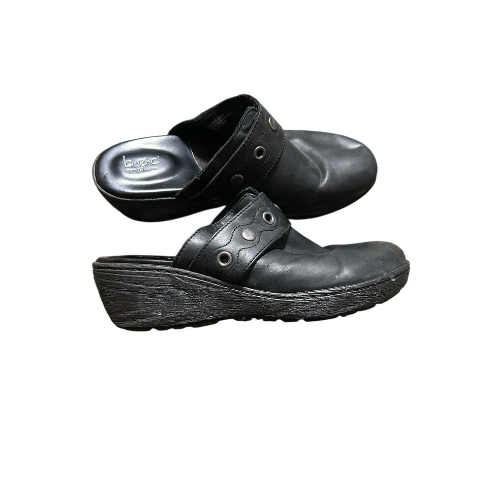 B.O.C Pontine Clogs Studs Black Leather Size 10 Womens Born Slip On Comfort